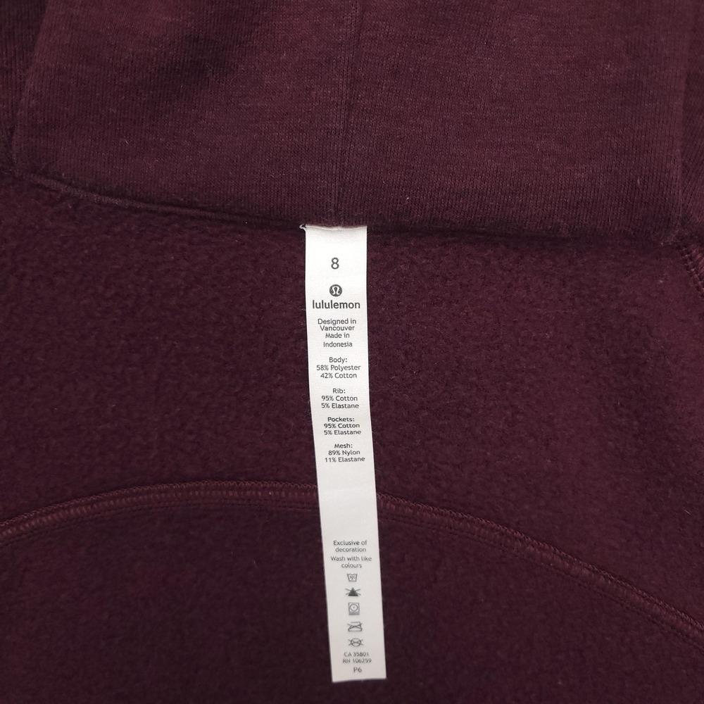 Lululemon Scuba Hoodie Womens 8 Red‎ Full Zip Fleece Long Sleeve Athleisure - Picture 5 of 10